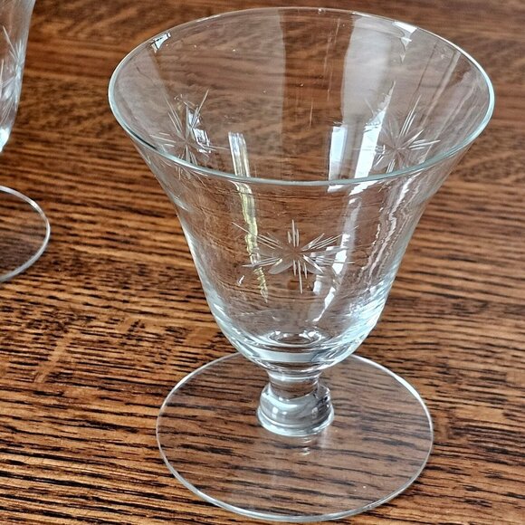 Etched Atomic Starburst Cocktail Glasses MCM 6-point star Susquehanna dessert (3 - Picture 7 of 14
